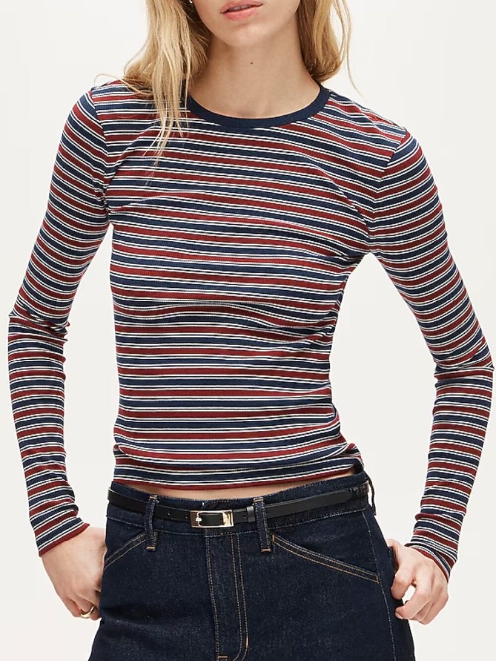 J.Crew perfect rib long-sleeve T-shirt in stripe NWT
